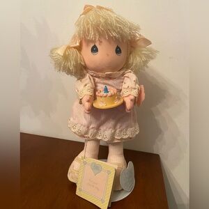 Precious Moments Vintage Birthday Doll With Stand. NWT.